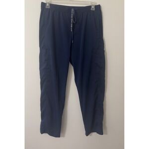 Rothwear Men Navy Blue Cargo Scrub Pants Size L Polyester Rayon Spandex